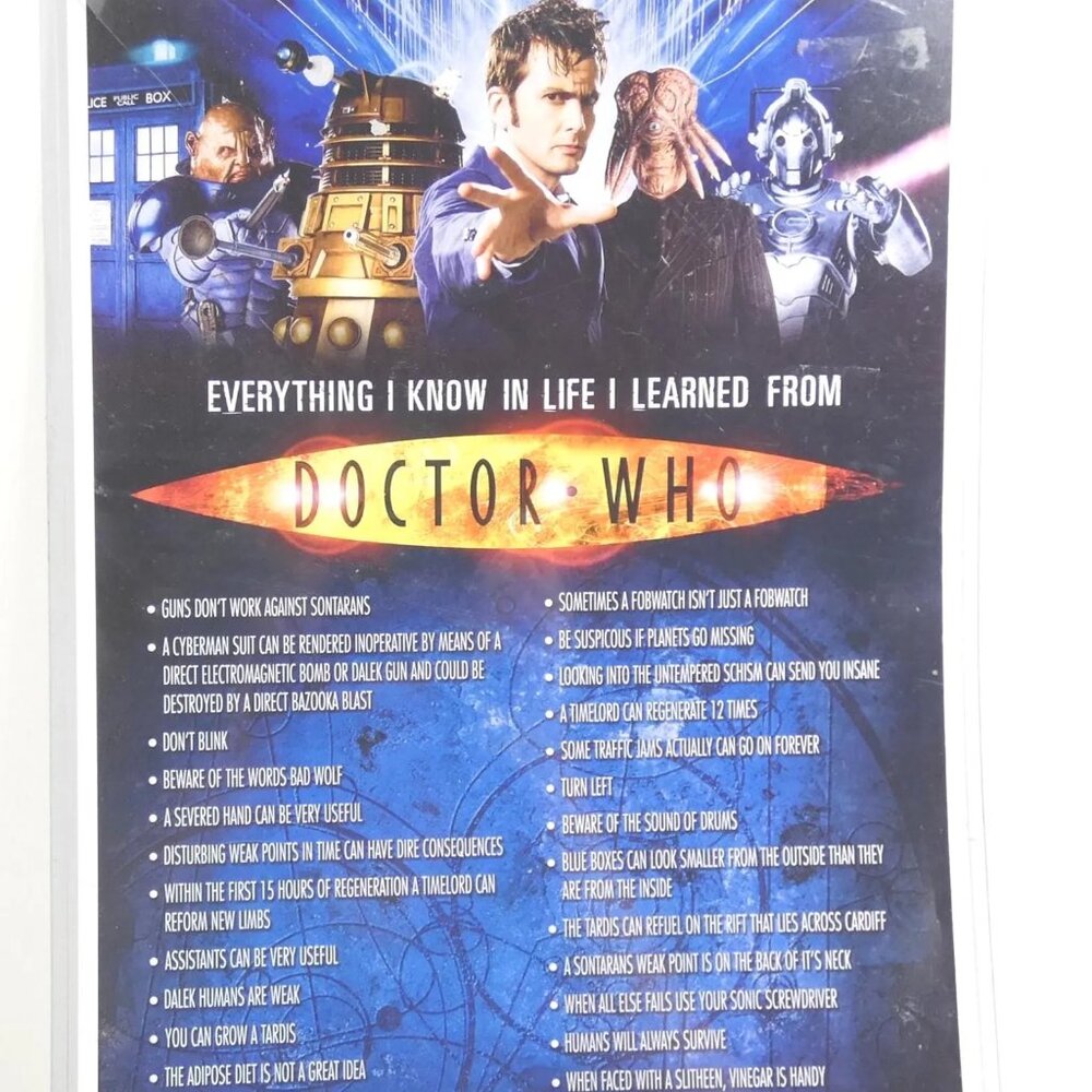 Poster Dr Who David Tennant Plastic Cover Tardis Dalek Timelord